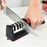 3 Stage Kitchen Knife Sharpener – Manual Knife Sharpening Tool With Non-Slip Base