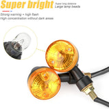 Pack Of 4 Universal Motorcycle Turn Signal Indicators | Amber Isharay Lights | Round Fit For 70cc & 125cc Bikes