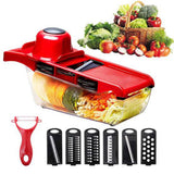 10 In 1 Mandoline Slicer Vegetable Cutter With Stainless Steel Blade Manual Potato Peeler Carrot Cheese Grater Dicer Kitchen Tool-Pink With Box