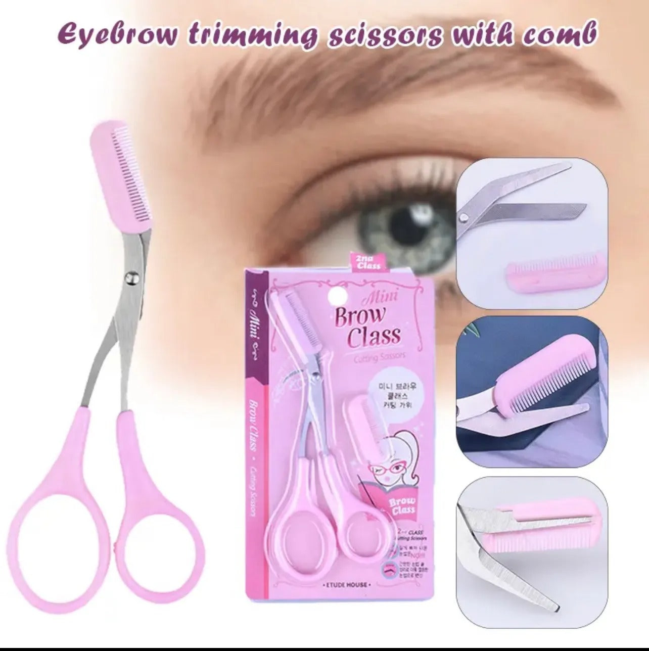 Eyebrow Scissors With Comb | Precision Cutting Scissors For Eyebrow Shaping & Grooming (Random Colour)
