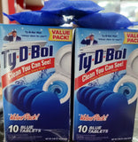 Ty-D-Bol In-Tank Blue Toilet Bowl Cleaner Tablets, Value Pack (10 Count) – Cleans, Deodorizes & Provides Continuous Blue Water Every Flush