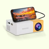 Portable YG300 Mini LED Projector A1 LED LCD Mini Video Projector – International Version | Compact Home Theater | White & Yellow