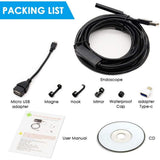 USB Endoscope Mini Hidden Camera 1080P With 8 Adjustable LED Lights & 5M Waterproof Cable