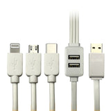 Vizo 5-In-1 Fast Data Cable Safety Fast Charging 5 In 1 USB Port 3 Plugs And 2 USB Ports Fast Data Cable