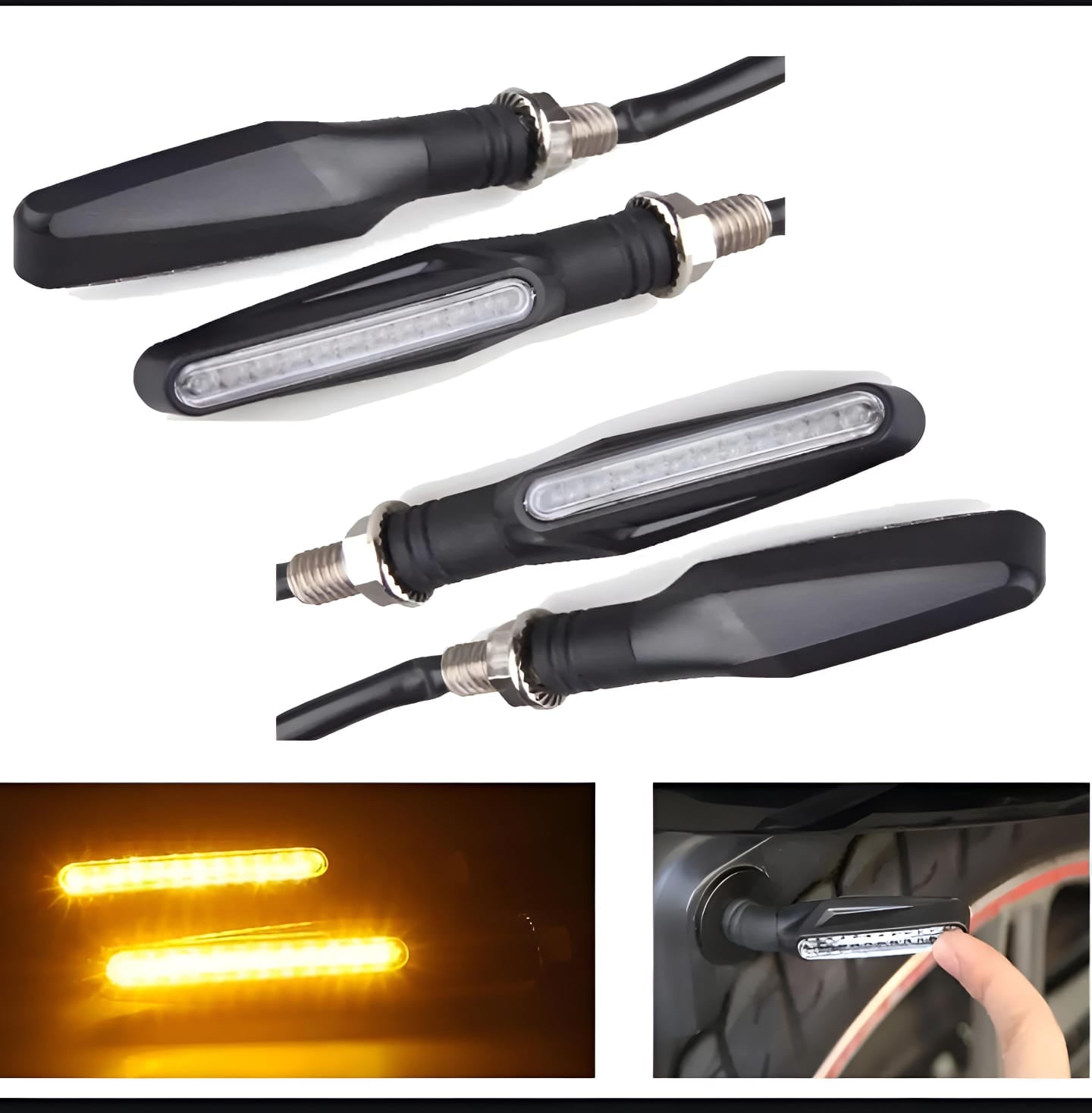 Pack Of 2 Pair(4pcs) - Audi Flow Style Led Motorcycle Turn Signals Indicator Amber Light
