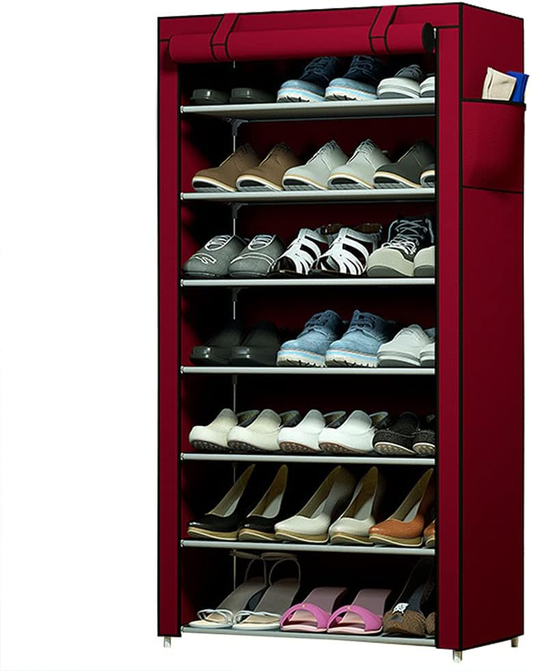 7 Layer Portable Dustproof Shoe Rack Non-Woven Shoe Rack Storage Bag Closet Household Shoe Storage Rack Storage Cabinet ( Random Color)