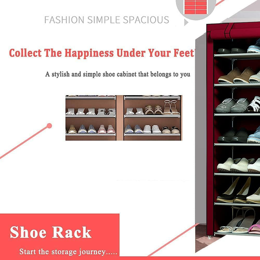 9 Layer Portable Waterproof & Dustproof Shoe Rack Non-Woven Shoe Rack Storage Bag Closet Household Shoe Storage Rack Storage Cabinet (Random Color)