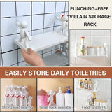 Multifunctional Self Adhesive Creative Character Shelves Bathroom Wall Mounted Shelf | Storage Rack For Bathroom, Kitchen & Room - 1 Pc (White)