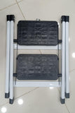 2-Step Folding Metal Stool Ladder | Compact Safety Step Ladder With Anti-Slip Treads | Frame Metal & Step Plastic - Random Colour