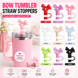 Silicone Bow Stopper Compatible With 40oz Tumbler | Reusable Spill-Resistant Straw Cover | Random Color