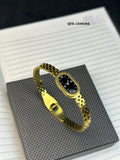Fake Watch Handcuff Bracelet For Women – Stylish Gold Wrist Watch - QTX-184