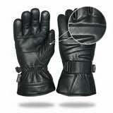 Men’s Genuine Sheep Leather Winter Gloves – Black Motorcycle Riding Gloves With Warm Lining