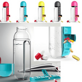2 In 1 Water Bottle With Built In 7 Day Pill Organizer And Cup Cap Durable Portable Design For Daily Use | Random Color