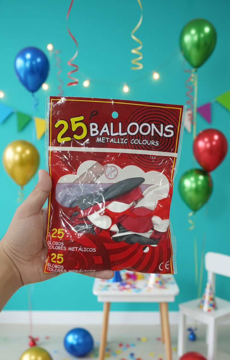 Party Balloons Pack | 25 Pcs | Random Colours | Perfect For Birthdays, Events & Celebrations