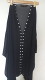 Abaya Mirrored Wink Upper Pure Georgette Black With Silver Mirror Standard Length 40 Inch For Women