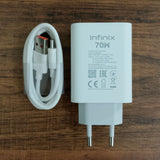 Infinix 70W USB Fast Charger With Type-C Cable | Super Fast Charging Adapter