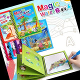 Magic Water Coloring Book For Toddlers Reusable Water Painting Book With 1 Pen Educational Travel Toy | 8 Pages (Random Design)