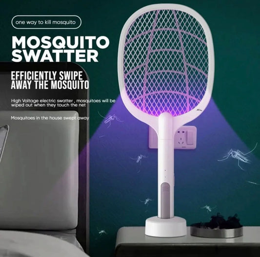USB Rechargeable Mosquito Racket With Stand – Electric Insect Killer Bat For Indoor And Outdoor Use | Insects Killer | Mosquito Killer Racket (Random Color)