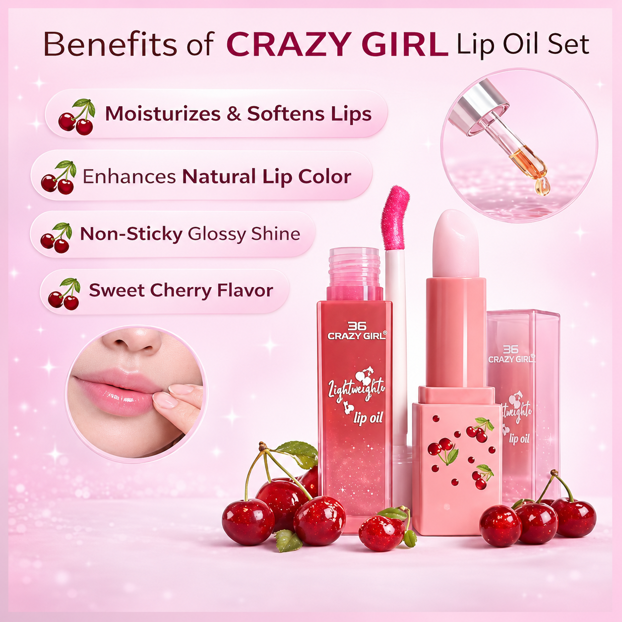 2 In 1 Crazy Girl Color Changing Lip Balm Plus Lip Oil - Hydrating Tinted Lip Care Treatment For Glossy Finish And Natural Color Enhancement