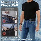 Adjustable Buckleless Elastic Waist Belt With Metal Hooks For Jeans, Dress Pants And Casual Wear
