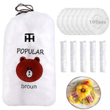Combo Deal Disposable Food Cover Plastic Wrap 100 Pcs + 2 Pcs Dishwashing Rug | Reusable Elastic Food Storage Covers & Metal Wire Dish Washing Rugs For Kitchen
