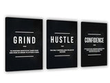 Set Of 3 Motivational Sticky Canvas Frames For Wall Decore / Sticky Phototiles For Office And Home Workplace