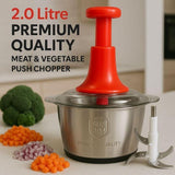 2L Manual Food Chopper | Stainless Steel Push Chopper | Kitchen Multi-Purpose Vegetable And Nuts Chopper