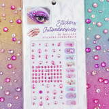 Temporary Tattoo For Women – Rhinestone Gems Face & Body Sticker | Self-Adhesive Crystal Makeup Decoration For Parties & Festivals (Random Design)