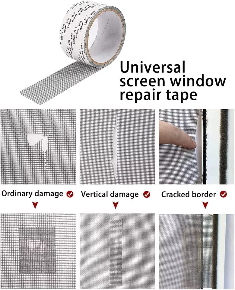 Mesh Window Screen Repair Tape – 2 Meter Durable Self-Adhesive Patch For Quick Screen Fixes