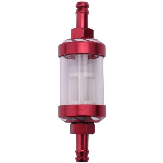 Universal Aluminum Glass Motorcycle Oil Filter – Transparent Reusable Inline Oil Filter For Motorbikes (Random Color)