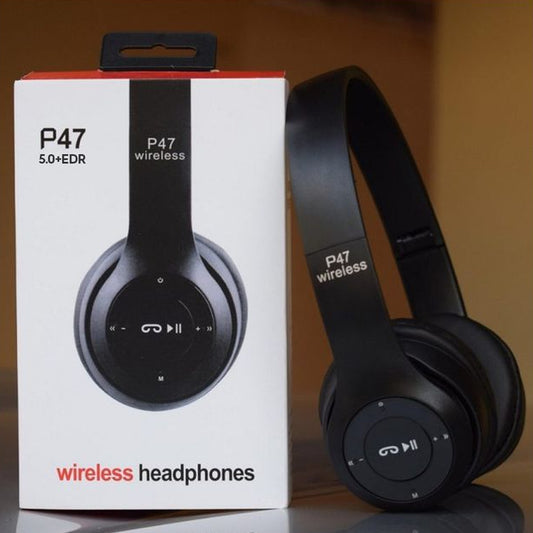 Long Listening Battery Fast Charging Wireless Bluetooth 5.1 Headphones With SD Card Function – P47 Model | Random Color