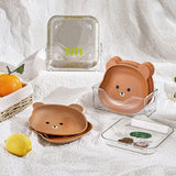 8 Plates With Stand Bear Design Durable Quality Stylish Look Reliable Utility Perfect Choice For Daily Use (Random Color)