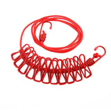 12 clips Cloth Line rope hang portable - Elastic, Windproof Eco-Friendly for Travel Home Use (random color)