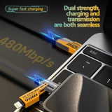 4 In 1 Data Cable – USB-C & Lightning Connectors, Braided Durable Design, Fast Charging