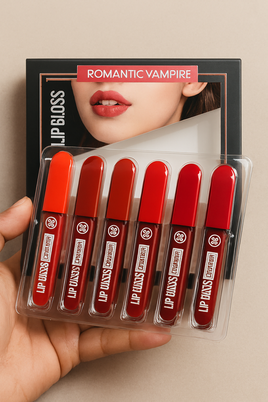 Romantic Empire Matte Lipgloss Set Of 6 – High Pigment, Long-Lasting Liquid Lip Gloss | Shades Of Red Collection