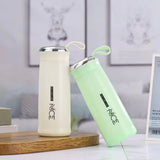 Nice Glass Bottle Water Mini Flask Bottle With Vaccum Flask And Loop Temperature Resistant, 400ml (Random Colors)