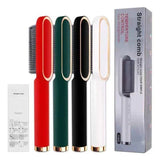 HQT-909B Hair Straightener Ceramic Heated Hair Brush | Brush Straightener | Ceramic Heated Hair | Hair Styling | Hair Beauty Tool | Straight , Curl Different Styling Hair Ceramic Brush With Out Box (Random Color )