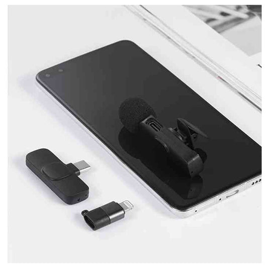 K9 Dual Microphone Mic Plug & Play USB Type C & IOS Wireless Lavalier Microphone Auto Sync Noise Reduction NO APP Or Bluetooth Needed- Dual Mic