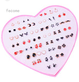 36 Pairs Of Random Beautiful Ear studs Silicon Back With Back Stopper
