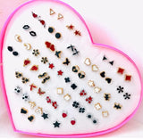 36 Pairs Of Random Beautiful Ear studs Silicon Back With Back Stopper