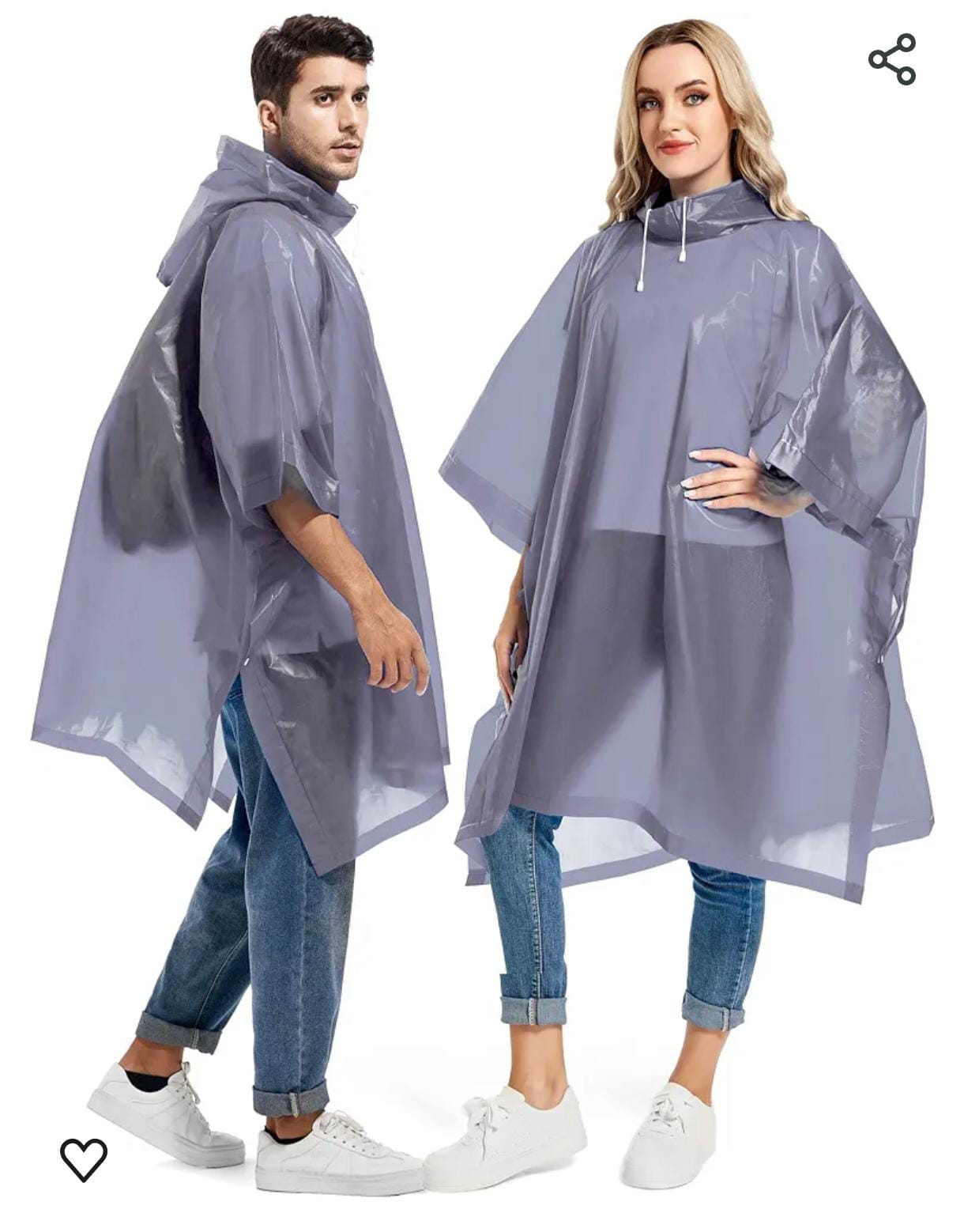 Rain Ponchos For Adults Reusable - Raincoats Survival Emergency Heavy Duty Rain Coat With Drawstring Hood (Random Colors)
