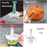 Manual Hand Push Chopper | Multi-Functional Vegetable Meat Grinder, Grater, Chopper -2 Liter (Random Color)