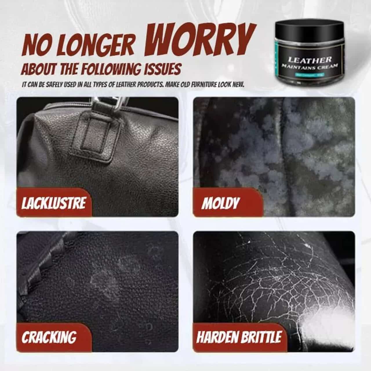 Leather Maintain Repair Cream Polish Restore Shine Moisturizing Care For Leather Products Shoe Bag Car Seat (100 Gm) With Sponge