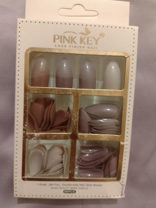 96 PCs Nude Colors Nail Pack Without Glue Or Sticker (Random Color)