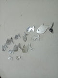 30 Pcs Acrylic Fishes Mirror Wall Art Decor Fishes Mirror Stickers Decals for Kids Girls Bedroom Bathroom Playroom silver