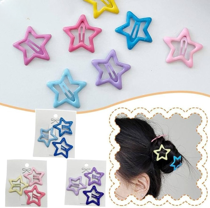 Pack Off 06 Star Design Girl Hair Clip | Hair Clip For Women | Best Quality Hair Clip ( Random Color )
