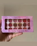 Moccallure Professional 18-Colors Lipstick Kit – Long-Lasting, Hydrating & Compact | Unisex Makeup Set