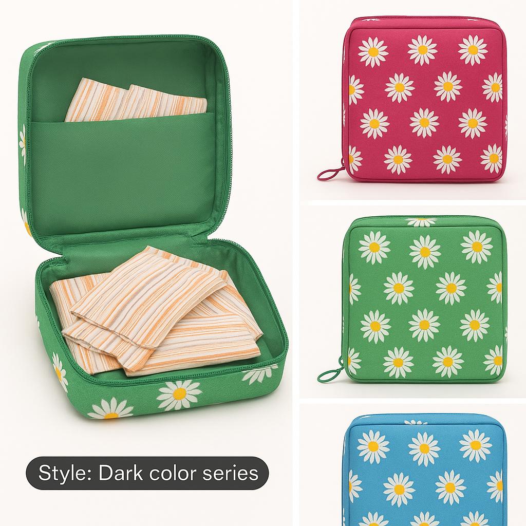 Women Portable Pouch Napkin Cosmetic Bags Organizer / Sanitary Pads Storage Bag / Ladies Makeup Bag Girls Hygiene Pad Bag (Random Design & Color)