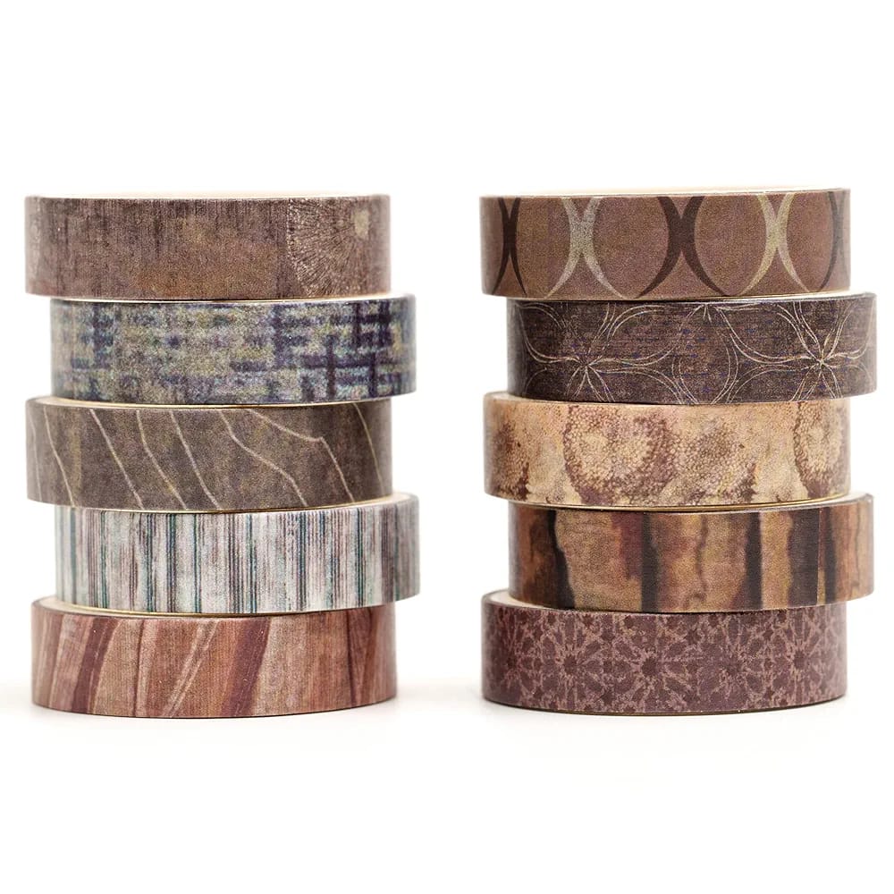 Songdao 10 Rolls Fantasy Washi Tape Set Texture Arts Adhesive Tapes Basic Patterns Decorative Masking Tape Sets For Craft, Kids, Scrapbook, DIY, Gift Wrapping (Style Four)