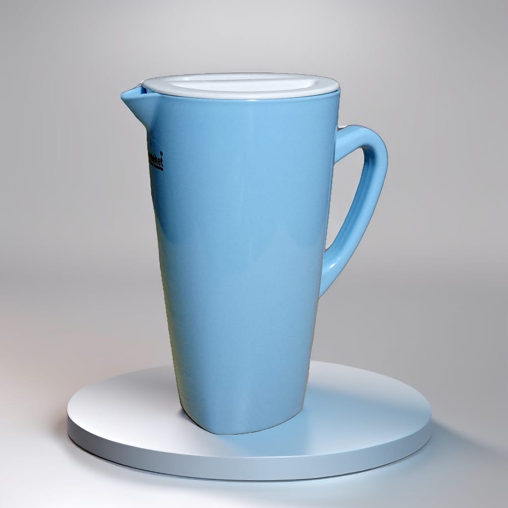 2 Liter Pure Plastic Water Jug – Food-Grade, Durable & Easy-To-Clean With Handle & Lid (Random Color)